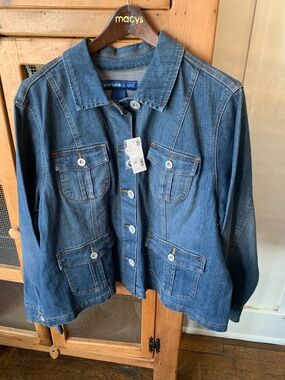 Avenue Blue Denim Button-Front Jacket